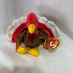 Ty Beanie Baby Plush Turkey Red and Brown